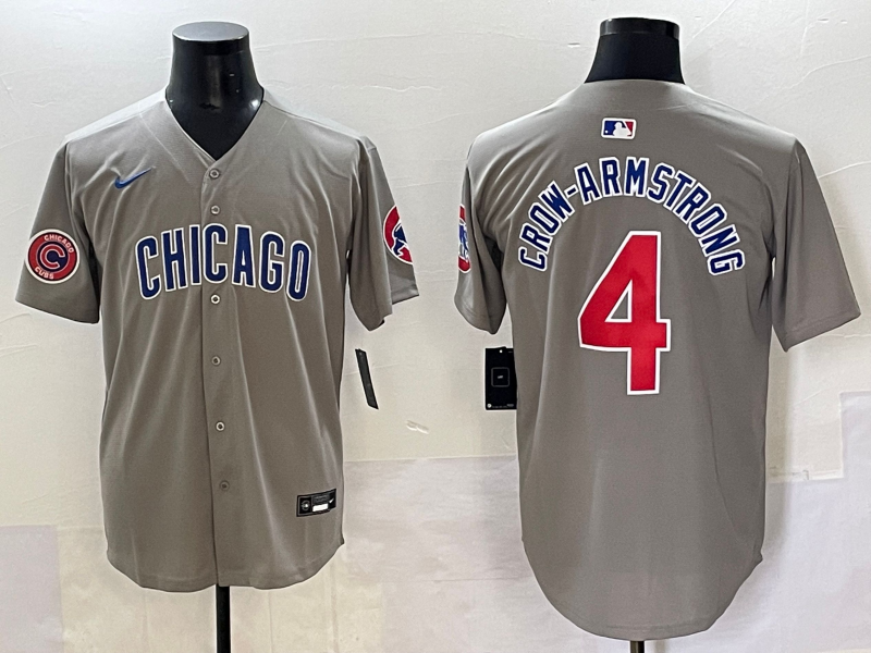 Men 2025 Chicago Cubs #4 Crow Armstrong greu Nike MLB Jersey style 65->chicago cubs->MLB Jersey